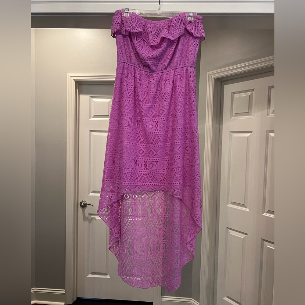 Strapless Lace High Low Orchid Dress from Maurice’s Medium